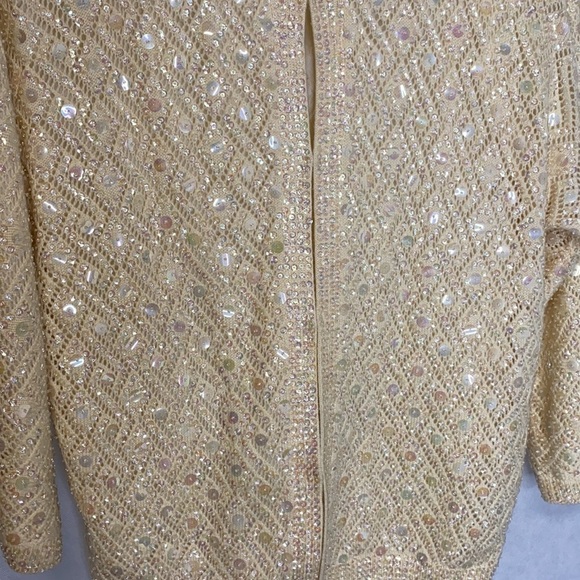 Vintage 100% Wool Cyn Les Hand Beaded Sweater Size British Hong Kong - Picture 3 of 11